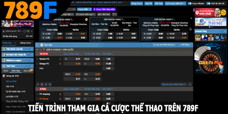 Tiến trình tham gia đổi thưởng thể thao trên 789F