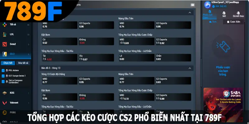 Tổng hợp các kèo CS2 phổ biến nhất tại 789F Tổng hợp các kèo CS2 phổ biến nhất tại 789F